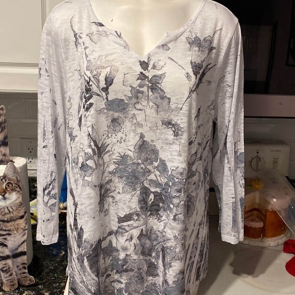 J womens Impulse casual floral 3/4 sleeve stretch regular size top XL - Picture 1 of 5